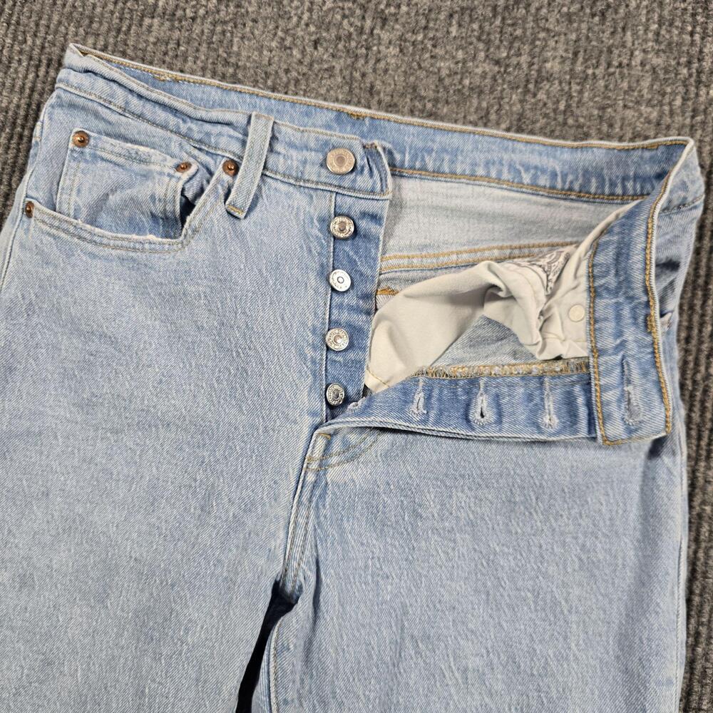 Levi's 501 S Skinny Jeans Womens 28x28 Blue Light Wash Denim Button Fly Raw Hem